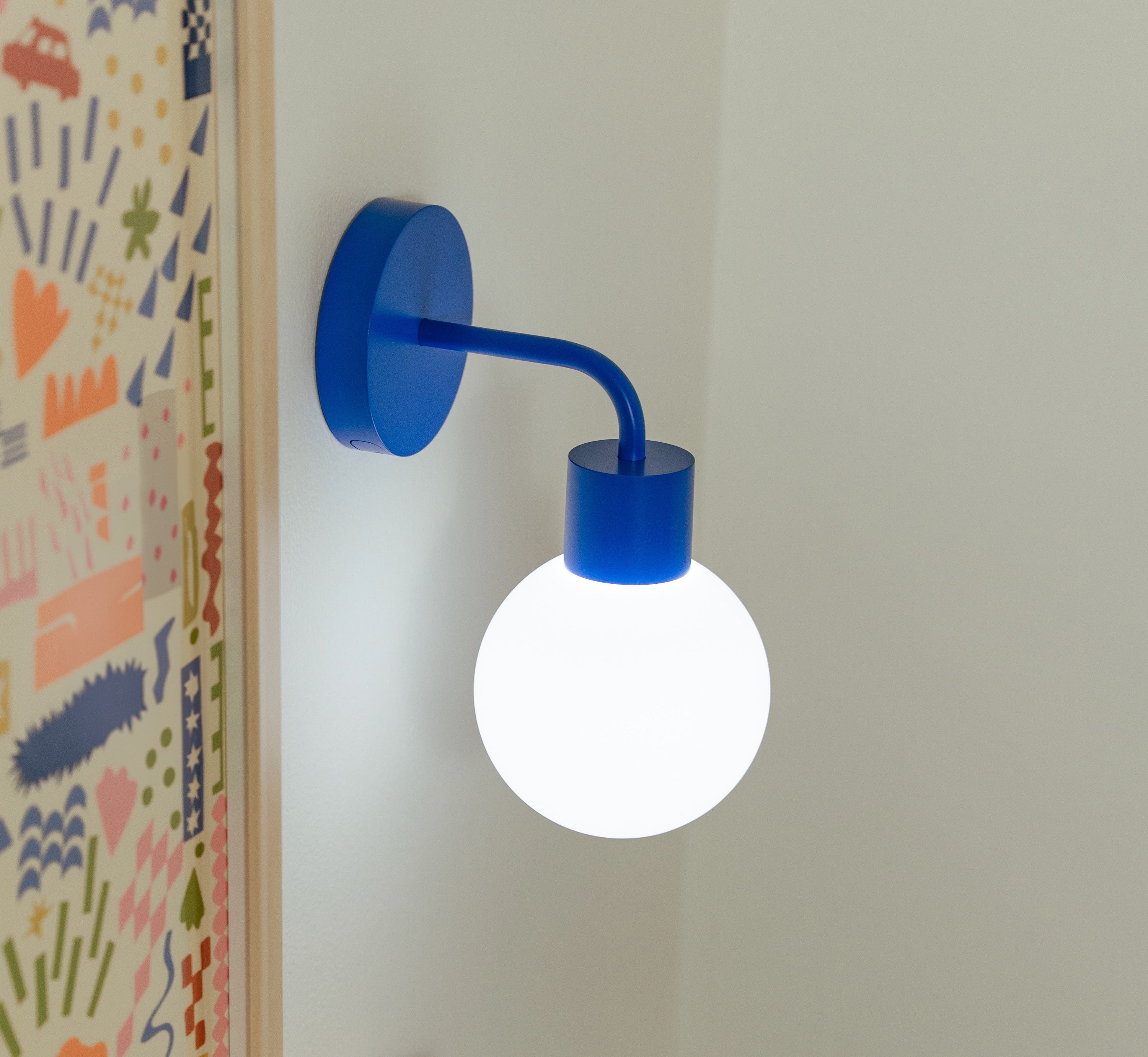 Blue Poplight rechargeable wall light sconce for a renter-friendly decor