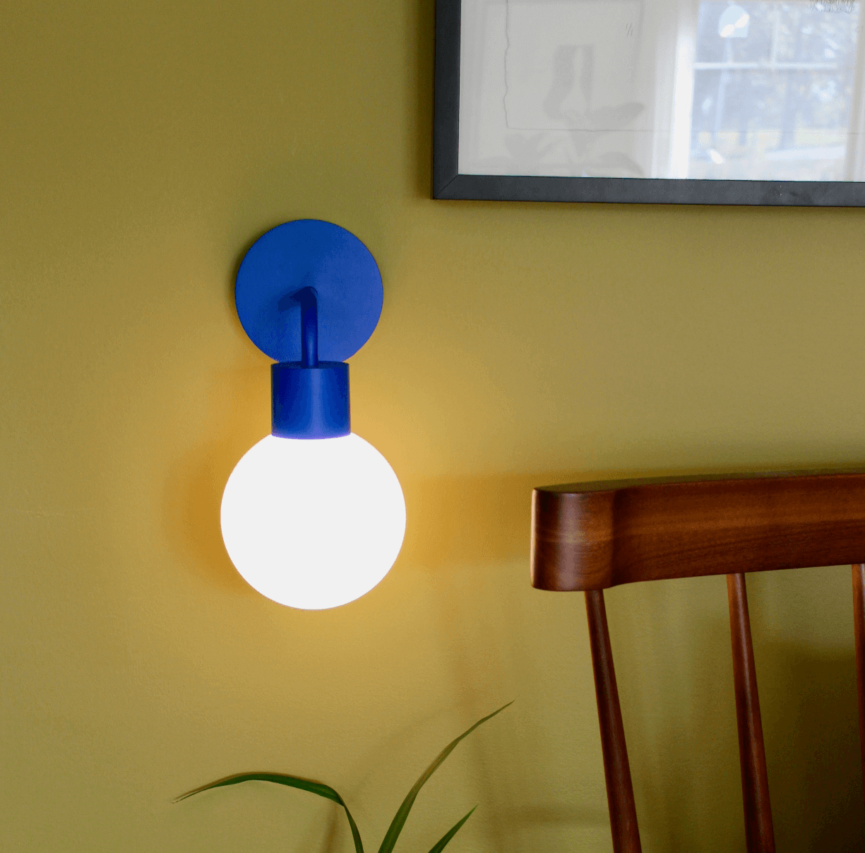 PL blue rechargeable wall light sconce installs in seconds