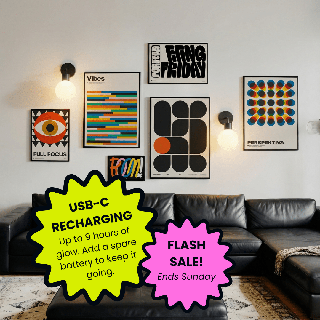 Matte Black Poplight wall sconces flash sales, USB-C recharging