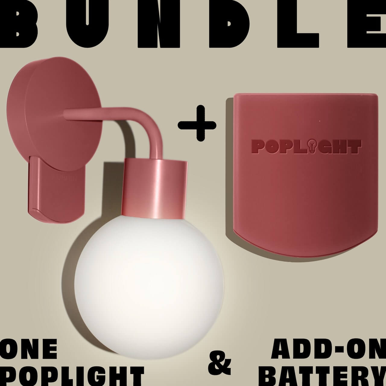 PL Dusty Rose rechargeable wall sconce plus battery bundle