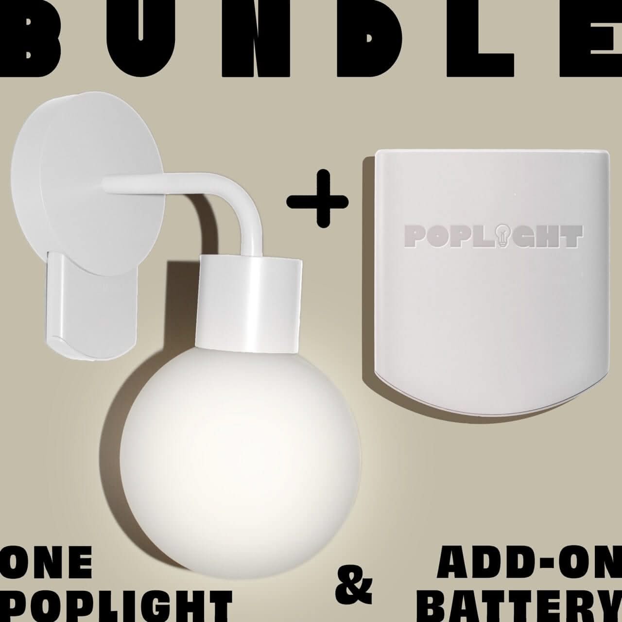 Rechargeable wall sconce in white and Battery Pack Bundle with extra battery for enhanced ambience.