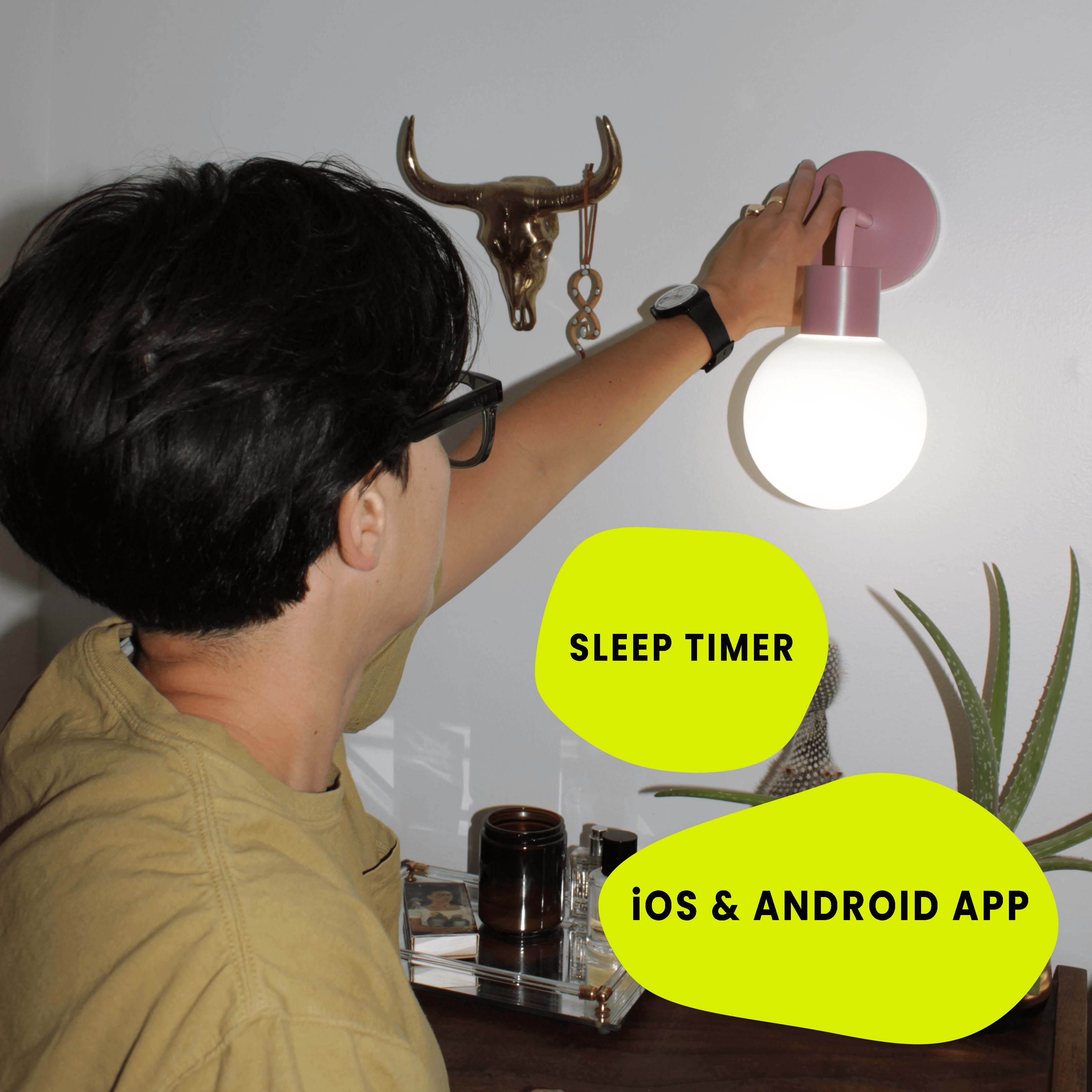 Smart wireless wall light sconce drill free easy install