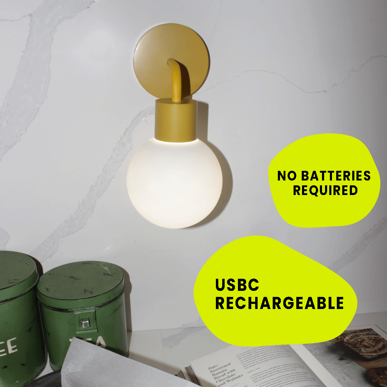 Aesthetic lights Marigold stick on rechargeable wall sconce light wall