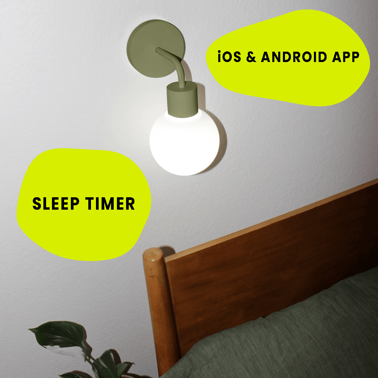 Poplight bedside wall lighting in Sage Green