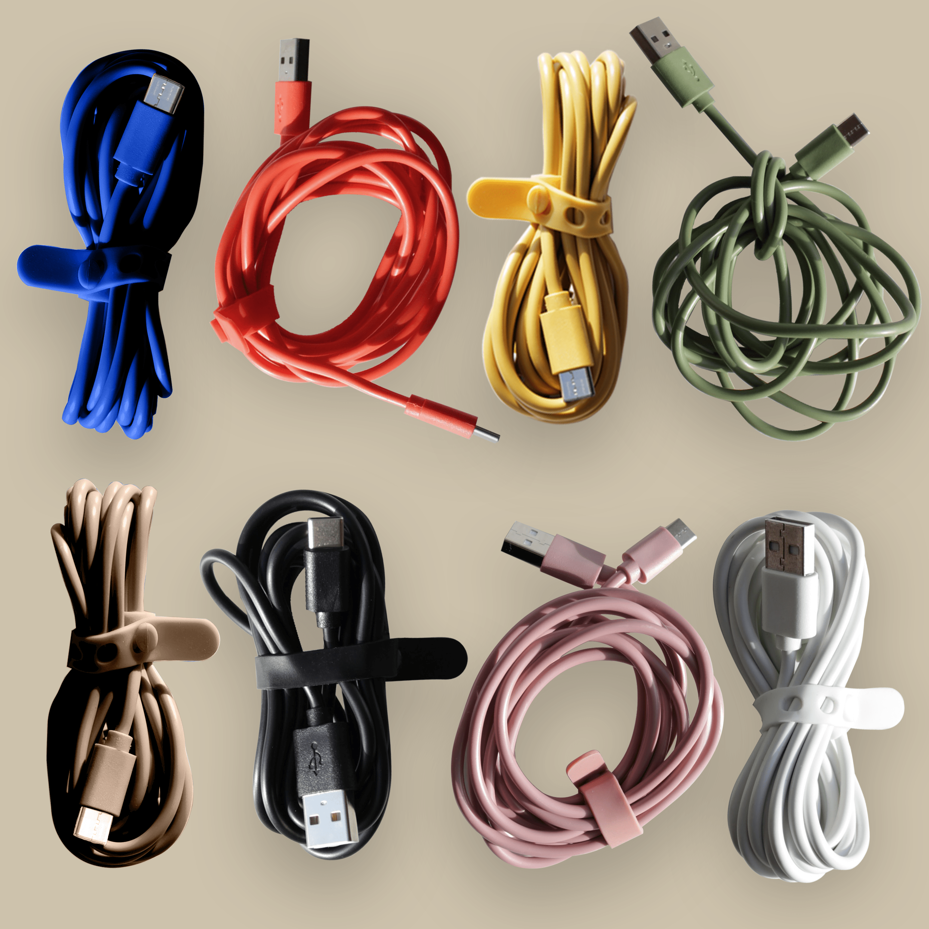 PL USB-C charger cord in eight color options