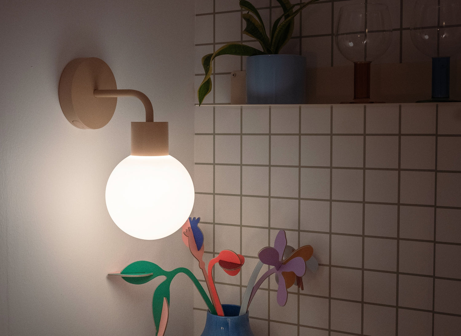 Poplight mushroom stick on wall sconces warm light in a small space corner