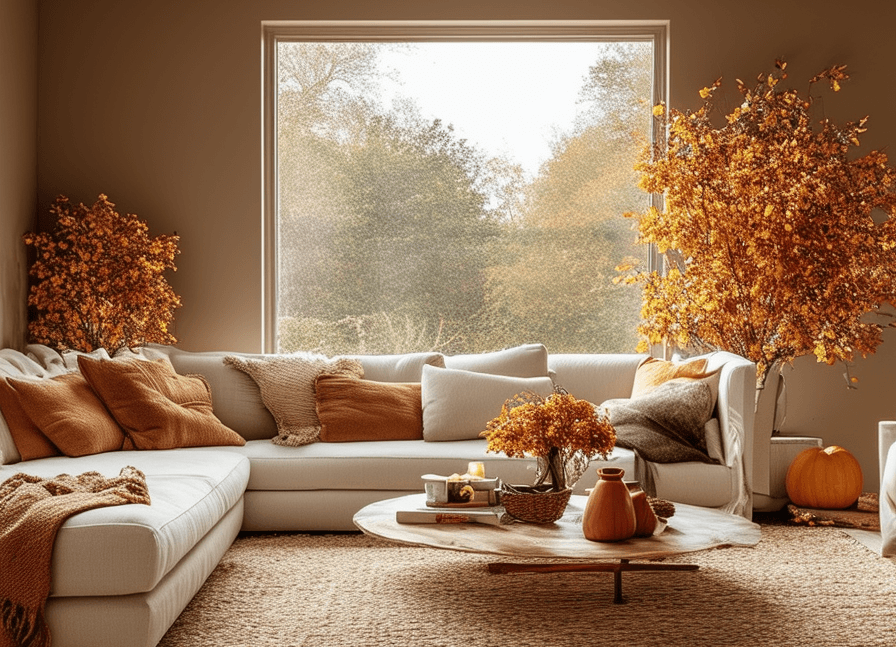 Warm light fall season ambient inside a home