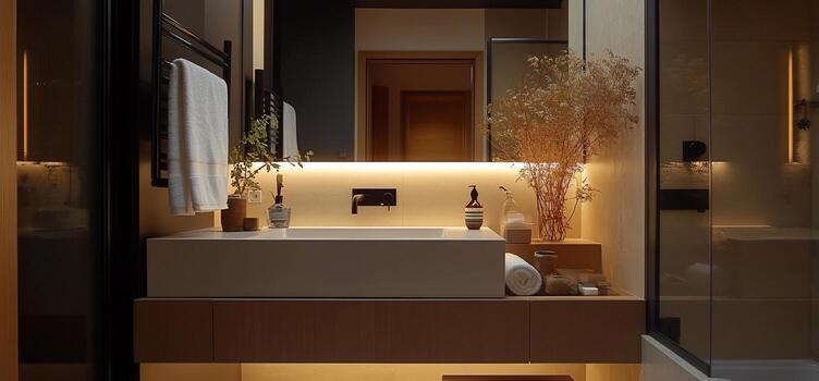 Modern and minimalist bathroom vanity