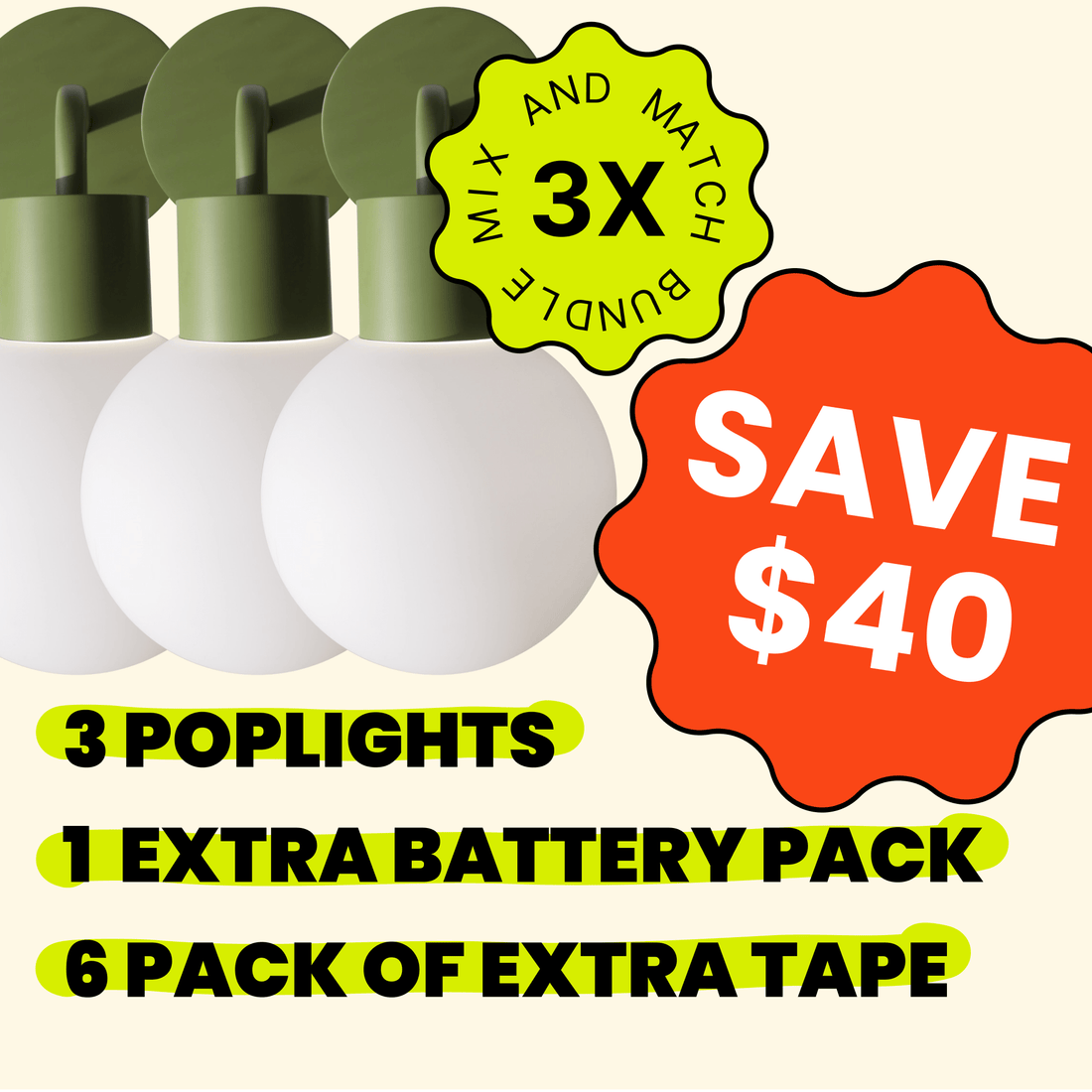 Black Friday 3x Poplight Bundle Deal! New, warmest color temp!