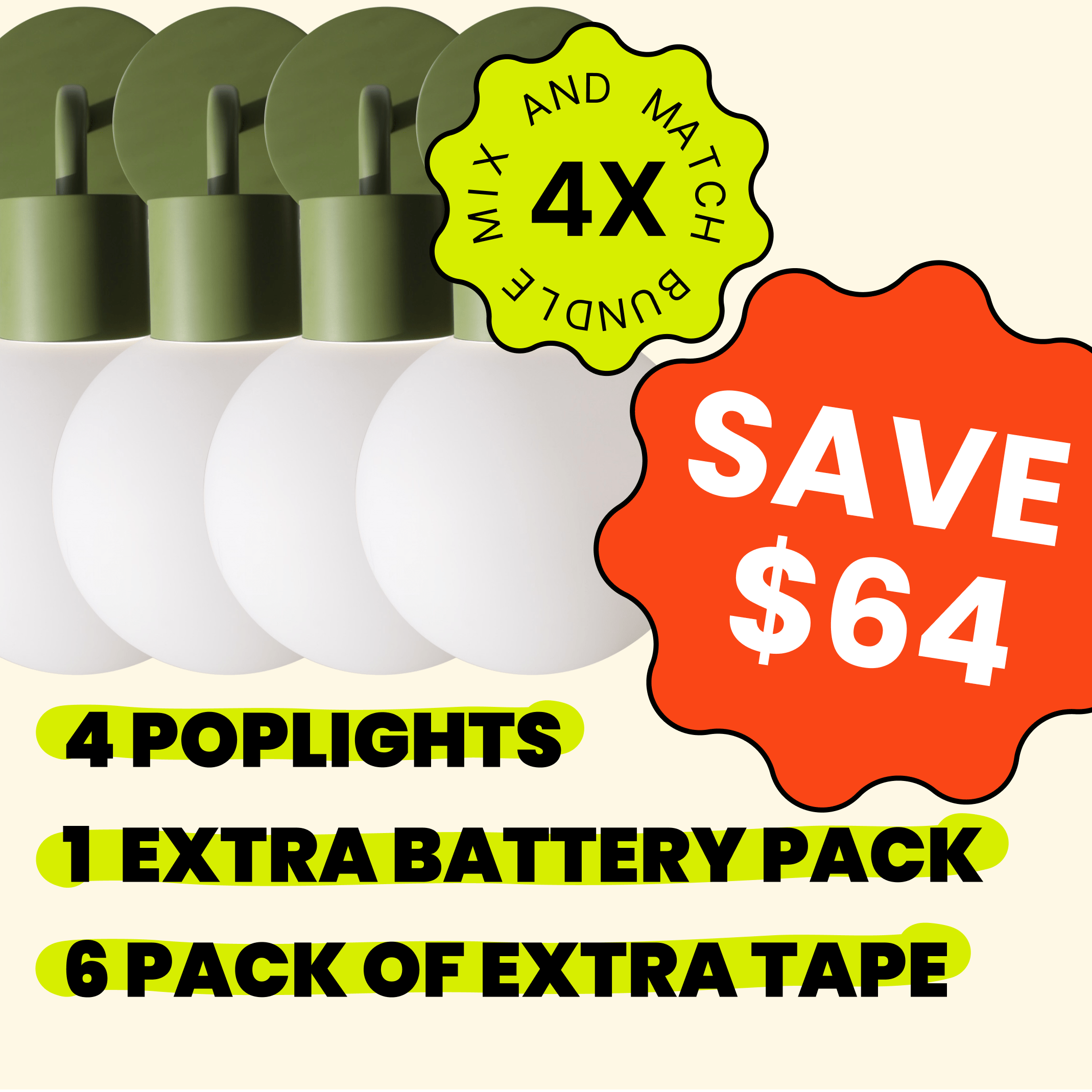 Black Friday 4x Poplight Bundle Deal! New, warmest color temp!