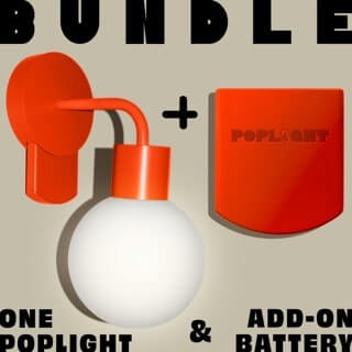 Vermillion Red Poplight Bundle: Poplight + Extra Battery Pack for 9 more hours of wireless lighting
