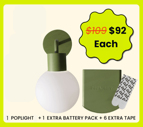 Sage Green Poplight bundle deal '1 POPLIGHTS + 1 EXTRA BATTERY PACK + 6 EXTRA TAPE'