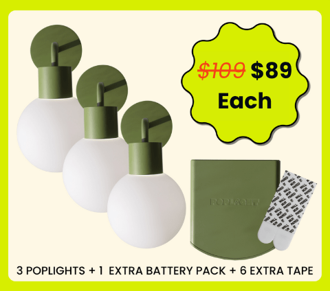 Sage Green Poplight bundle deal '3 POPLIGHTS + 1 EXTRA BATTERY PACK + 6 EXTRA TAPE'