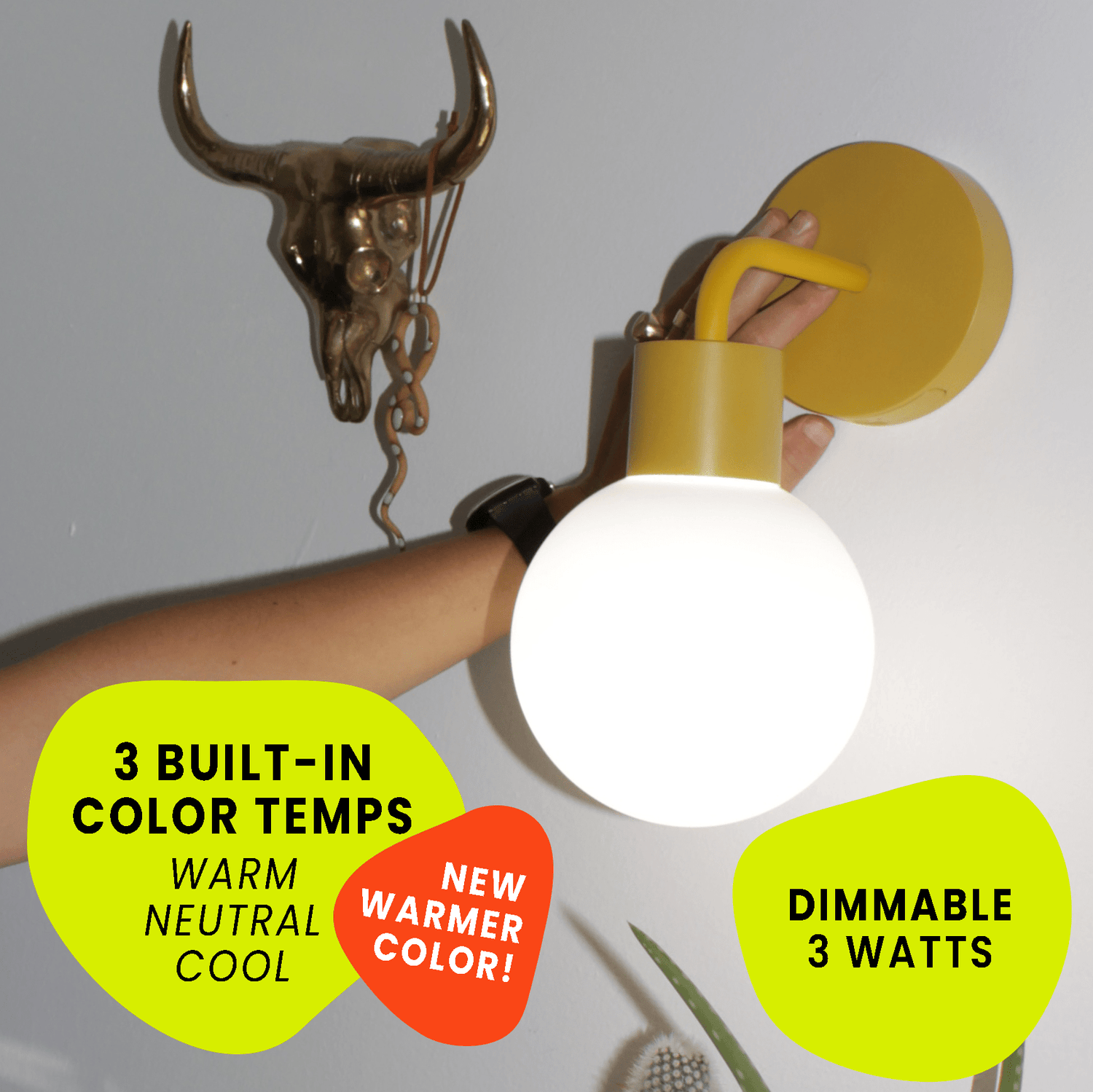 Drill free wall sconce with warm color temperature cute and designed for renters