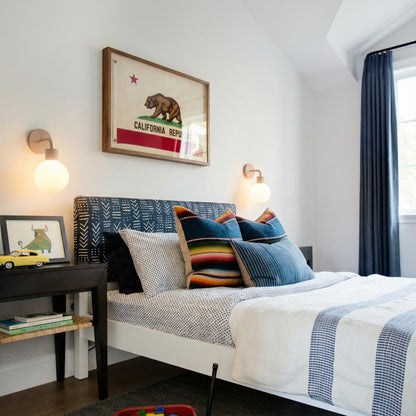Middle scool kids bedroom with two mushroom rechargeable wall light sconces