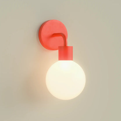 Vermillion Red wall sconce that installs without tools. 