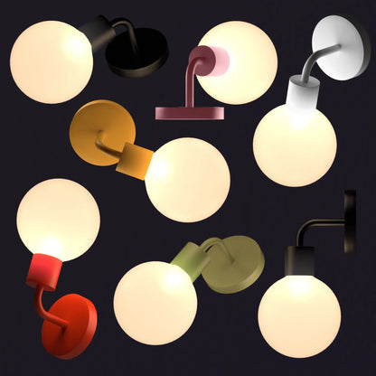 Collection of wall lights in different colors that are #renterfriendly