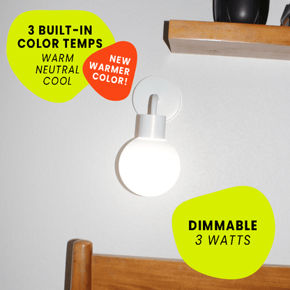 Renter friendly stick on wall light warm color temperature dimmable easy to use easy to recharge