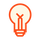 Illustration of a light bulb with an orange outline, symbolizing ideas and creativity. Poplight